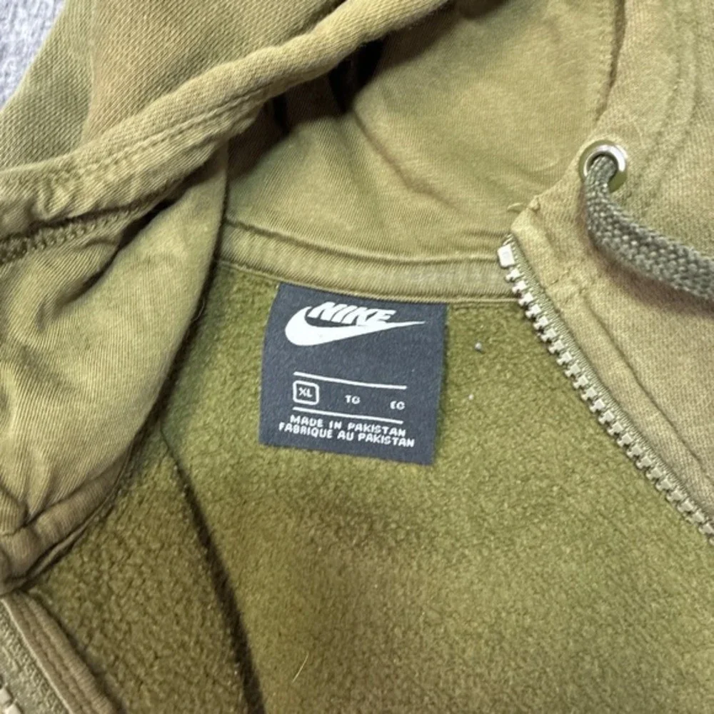 Nike Men‎ XL Half Zip Hoodie Olive Green Distressed Casual Worn